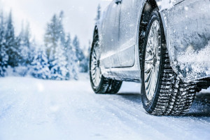 winter season car tires view in snow